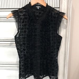 Charlotte Russe Black sheer ruffled top Size M